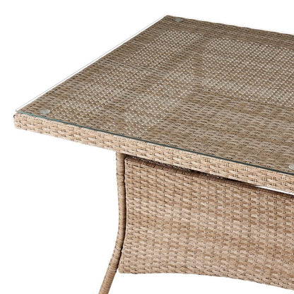 Manhattan Comfort - Genoa Patio Dining Table with Iron Steel Legs in Nature Tan Weave - OD-DT002-NE veiw 6