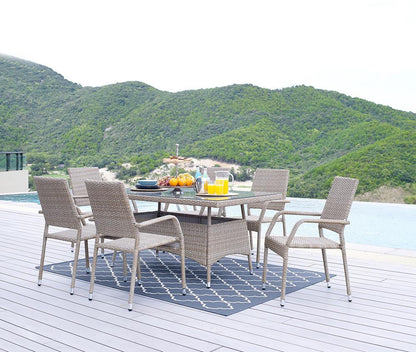 Manhattan Comfort - Genoa Patio Dining Table with Iron Steel Legs in Nature Tan Weave - OD-DT002-NE veiw 7