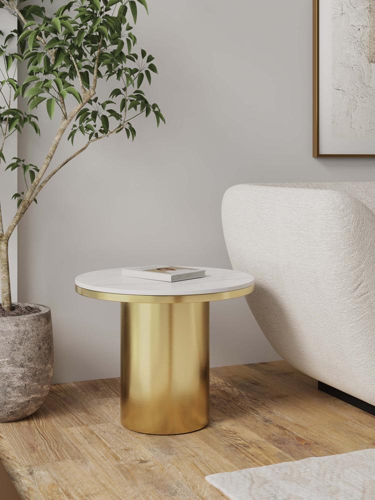 Manhattan Comfort - Glenn End Table with Stainless Steel Legs in Gold - ET010 veiw 7
