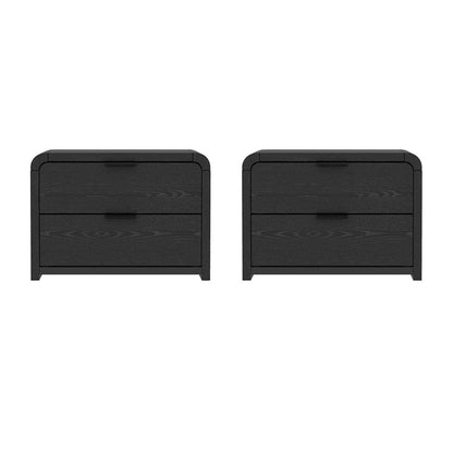 Manhattan Comfort - Grace 28in Nightstand in Black (2-Drawer) - Set of 2 - 2-NS007-BK veiw 1