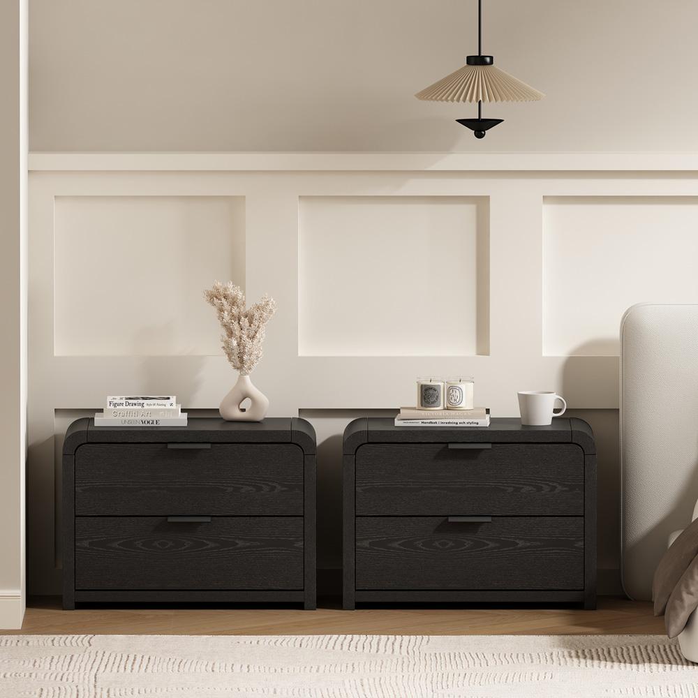 Manhattan Comfort - Grace 28in Nightstand in Black (2-Drawer) - Set of 2 - 2-NS007-BK veiw 8