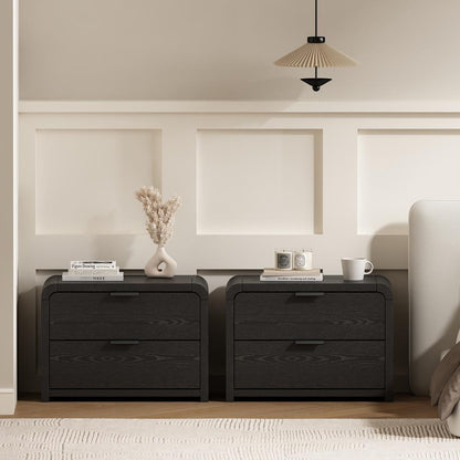 Manhattan Comfort - Grace 28in Nightstand in Black (2-Drawer) - Set of 2 - 2-NS007-BK veiw 8