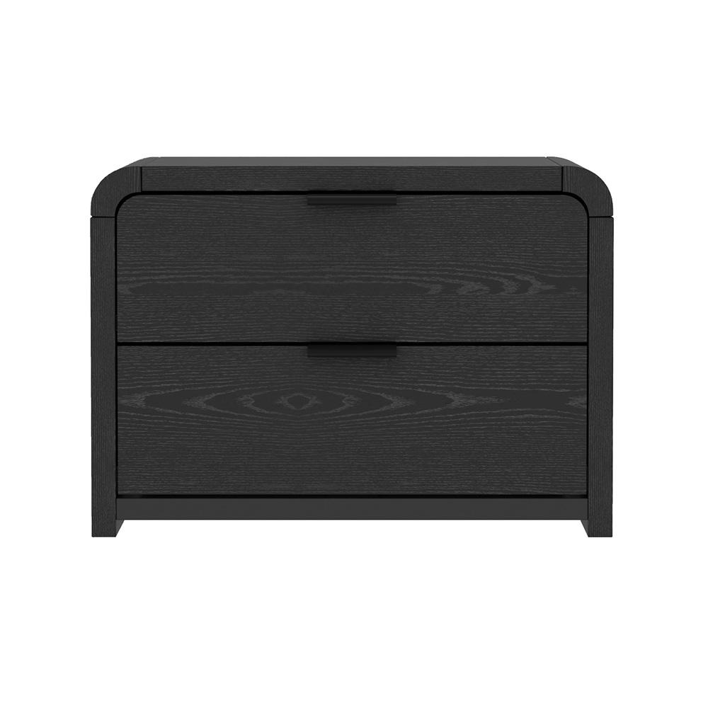 Manhattan Comfort - Grace 28in Nightstand in Black (2-Drawer) - NS007-BK veiw 1
