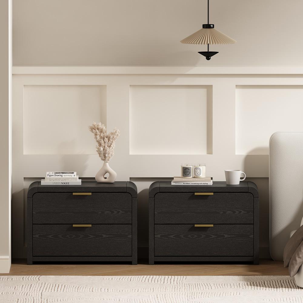 Manhattan Comfort - Grace 28in Nightstand in Black and Gold (2-Drawer) - Set of 2 - 2-NS007-GBK veiw 8