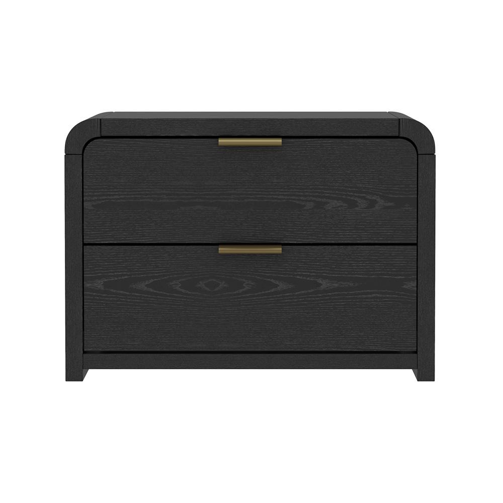 Manhattan Comfort - Grace 28in Nightstand in Black and Gold (2-Drawer) - NS007-GBK veiw 1