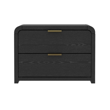 Manhattan Comfort - Grace 28in Nightstand in Black and Gold (2-Drawer) - NS007-GBK veiw 1