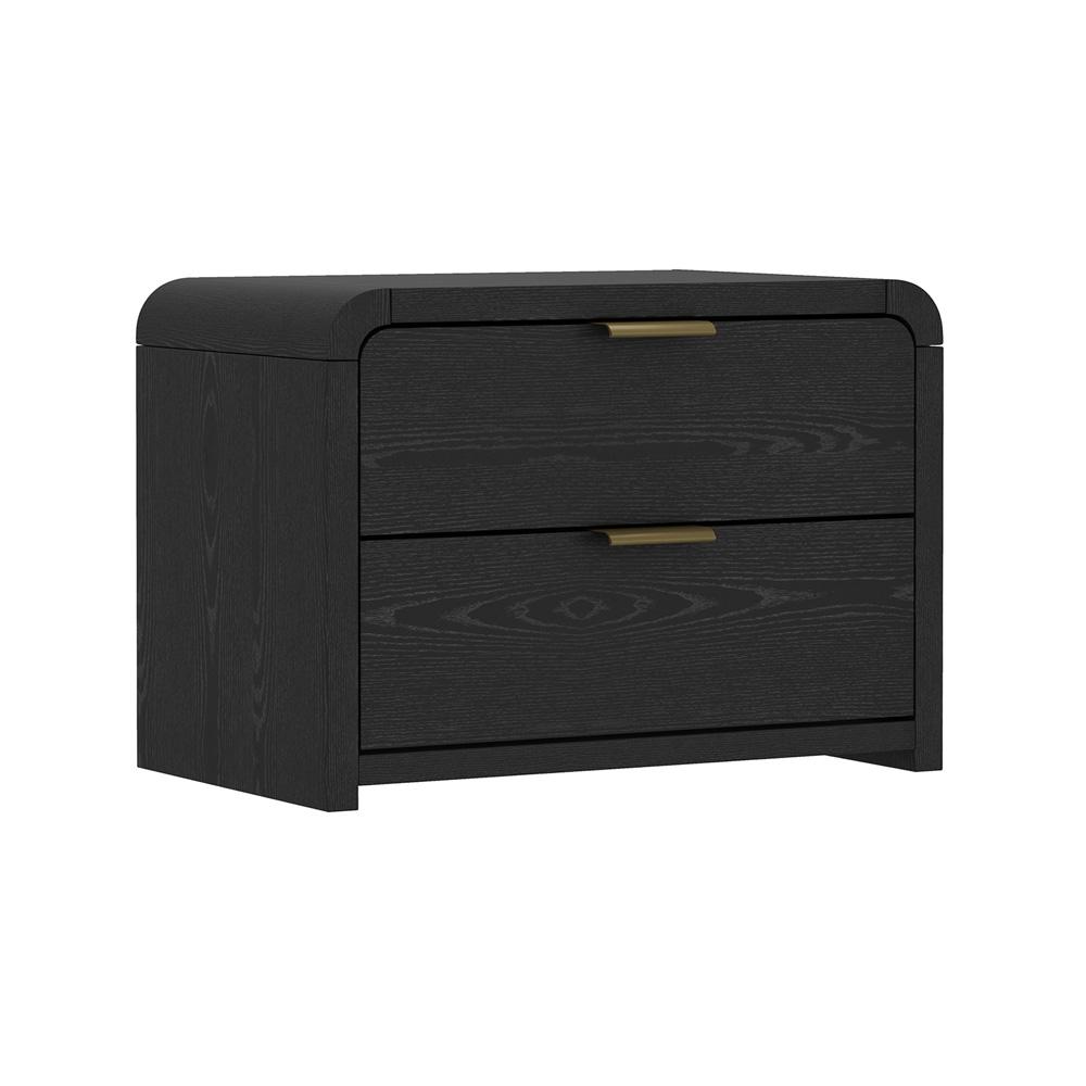 Manhattan Comfort - Grace 28in Nightstand in Black and Gold (2-Drawer) - NS007-GBK veiw 3