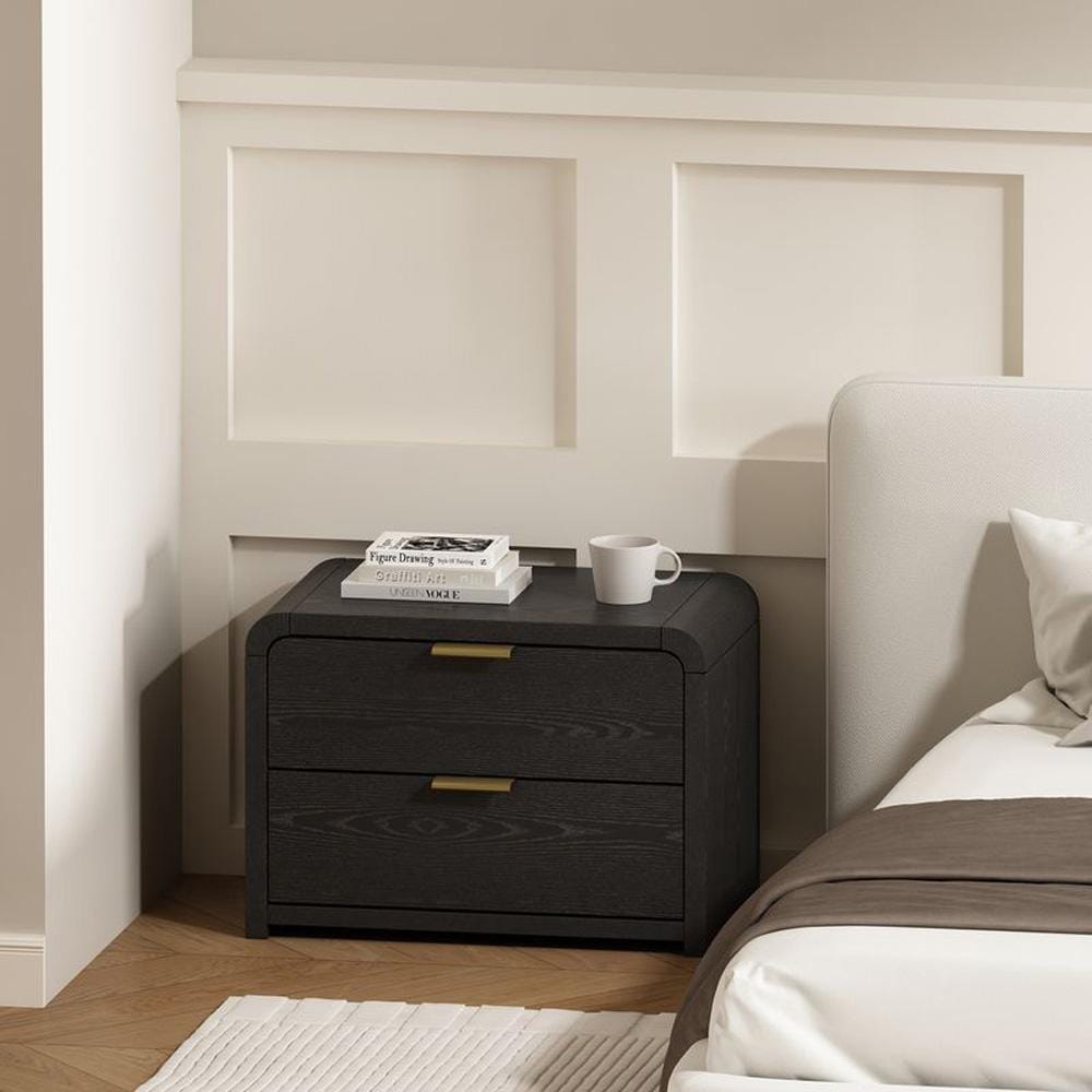 Manhattan Comfort - Grace 28in Nightstand in Black and Gold (2-Drawer) - NS007-GBK veiw 8