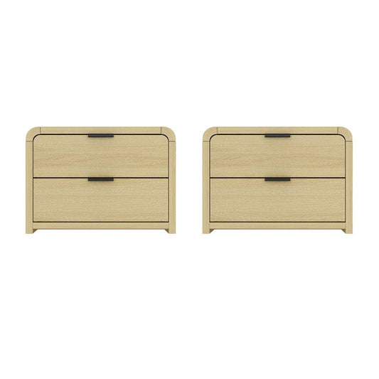 Manhattan Comfort - Grace Nightstand in Natural Oak and Black - Set of 2 - 2-NS007-NO veiw 1