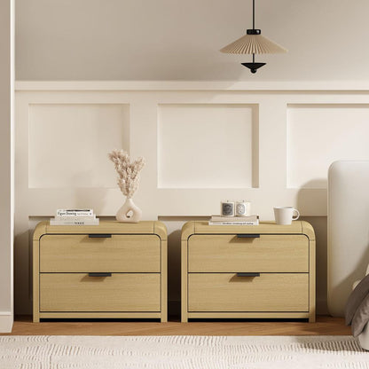 Manhattan Comfort - Grace Nightstand in Natural Oak and Black - Set of 2 - 2-NS007-NO veiw 8