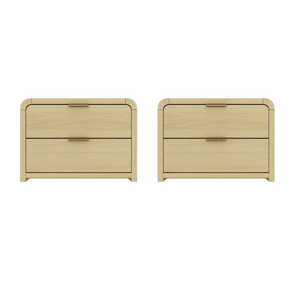 Manhattan Comfort - Grace Nightstand in Natural Oak and Gold - Set of 2 - 2-NS007-GNO veiw 1