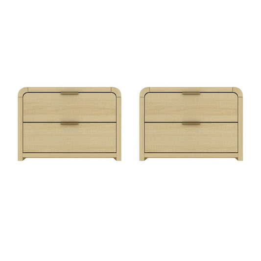 Manhattan Comfort - Grace Nightstand in Natural Oak and Gold - Set of 2 - 2-NS007-GNO veiw 1