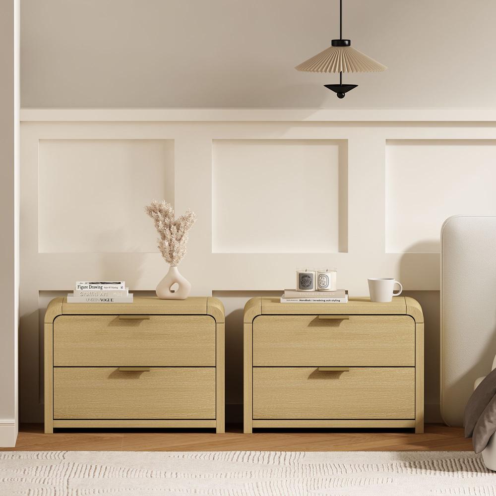 Manhattan Comfort - Grace Nightstand in Natural Oak and Gold - Set of 2 - 2-NS007-GNO veiw 8