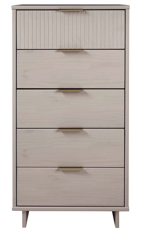 Manhattan Comfort - Granville Tall Narrow Dresser with 5 Drawers in Light Grey - DR-5006 view 1