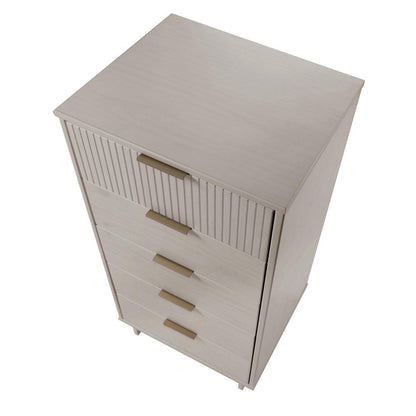 Manhattan Comfort - Granville Tall Narrow Dresser with 5 Drawers in Light Grey - DR-5006 view 04