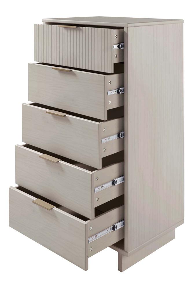 Manhattan Comfort - Granville Tall Narrow Dresser with 5 Drawers in Light Grey - DR-5006 view 6