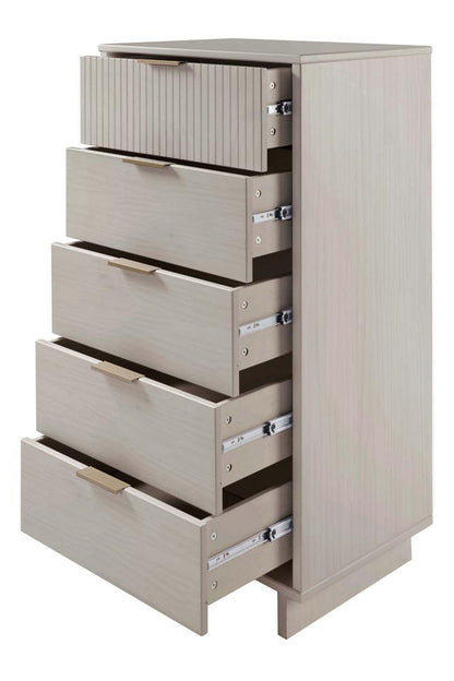 Manhattan Comfort - Granville Tall Narrow Dresser with 5 Drawers in Light Grey - DR-5006 view 6