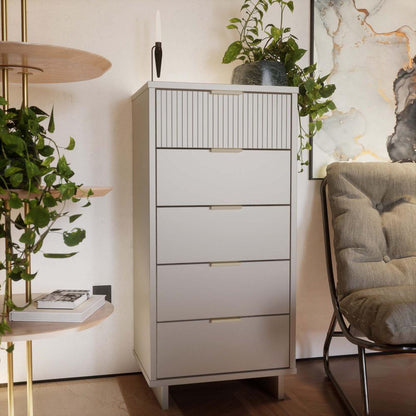 Manhattan Comfort - Granville Tall Narrow Dresser with 5 Drawers in Light Grey - DR-5006 view 10