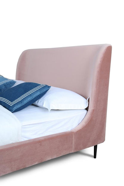 Manhattan Comfort - Heather Velvet Full-Size Bed with Metal Legs in Blush and Black - S-BD003-FL-BH veiw 4