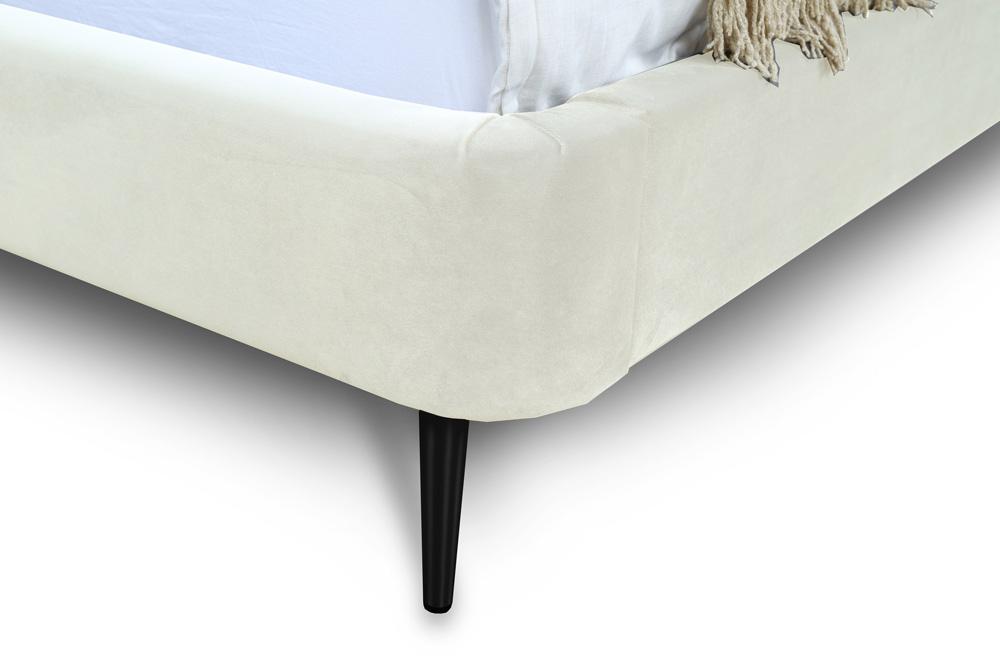 Manhattan Comfort - Heather Velvet Full-Size Bed with Metal Legs in Cream and Black - S-BD003-FL-CR veiw 5