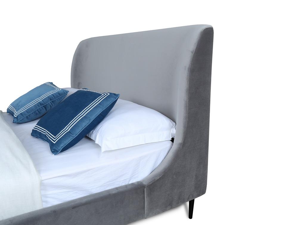 Manhattan Comfort - Heather Velvet Full-Size Bed with Metal Legs in Grey and Black - S-BD003-FL-GY veiw 4