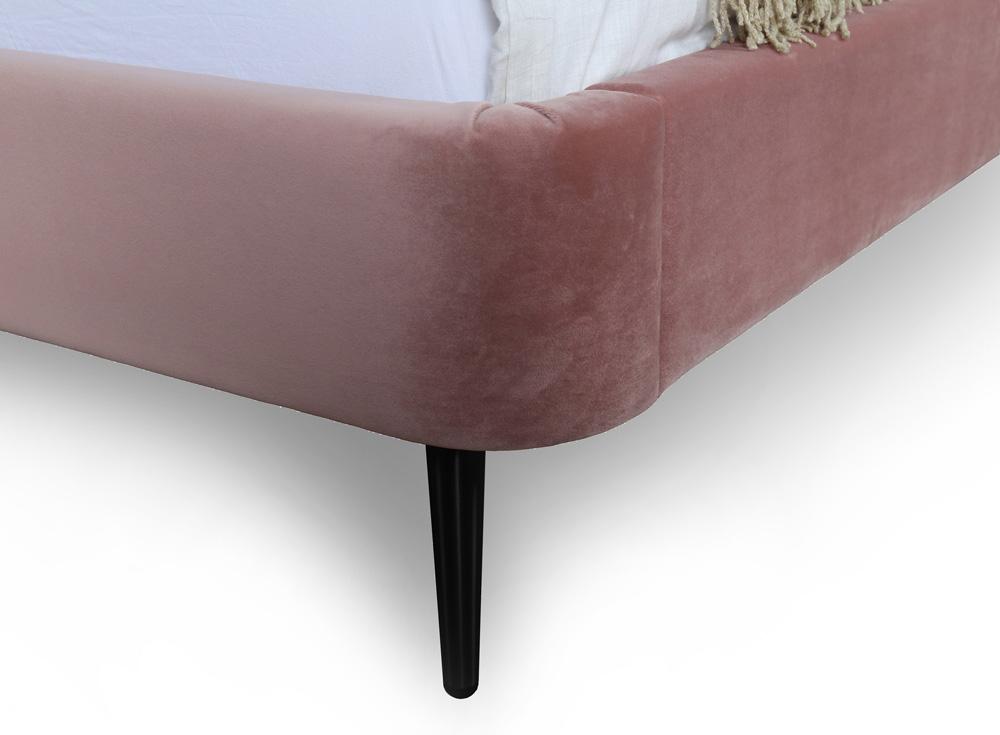 Manhattan Comfort - Heather Velvet Queen Bed with Metal Legs in Blush and Black - S-BD003-QN-BH veiw 5
