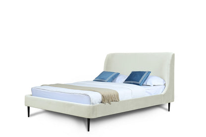 Manhattan Comfort - Heather Velvet Queen Bed with Metal Legs in Cream and Black - S-BD003-QN-CR veiw 1