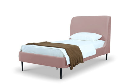 Manhattan Comfort - Heather Velvet Twin Bed with Metal Legs in Blush and Black - S-BD003-TW-BH veiw 1