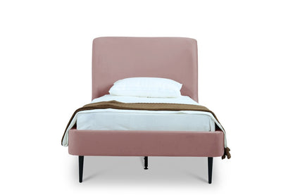 Manhattan Comfort - Heather Velvet Twin Bed with Metal Legs in Blush and Black - S-BD003-TW-BH veiw 2