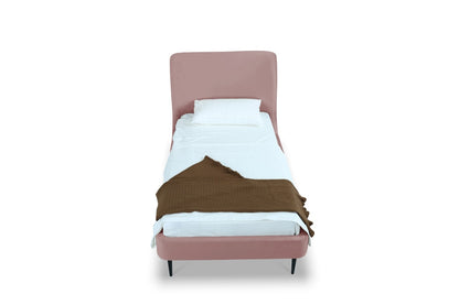 Manhattan Comfort - Heather Velvet Twin Bed with Metal Legs in Blush and Black - S-BD003-TW-BH veiw 5