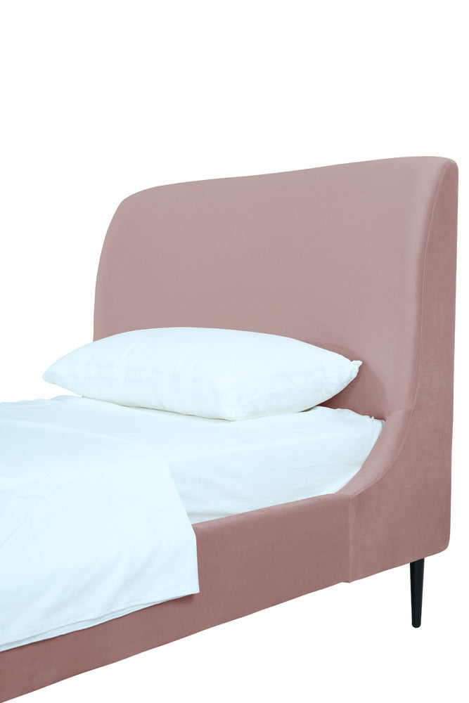 Manhattan Comfort - Heather Velvet Twin Bed with Metal Legs in Blush and Black - S-BD003-TW-BH veiw 7