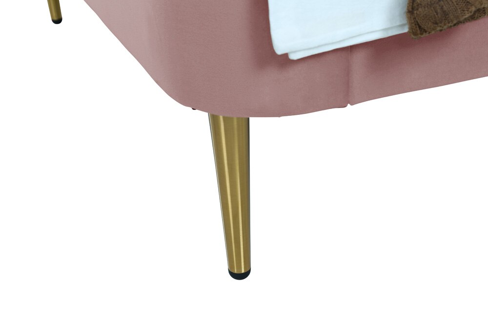 Manhattan Comfort - Heather Velvet Twin Bed with Metal Legs in Blush and Gold - BD003-TW-BH veiw 8