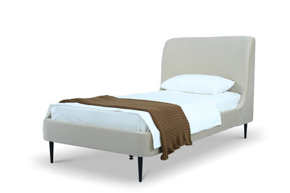 Manhattan Comfort - Heather Velvet Twin Bed with Metal Legs in Cream and Black - S-BD003-TW-CR veiw 1