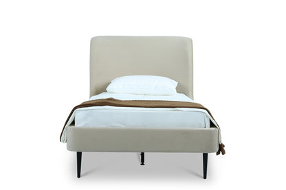 Manhattan Comfort - Heather Velvet Twin Bed with Metal Legs in Cream and Black - S-BD003-TW-CR veiw 2