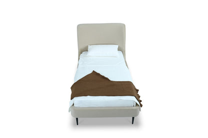 Manhattan Comfort - Heather Velvet Twin Bed with Metal Legs in Cream and Black - S-BD003-TW-CR veiw 4