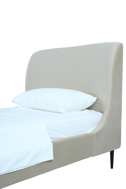 Manhattan Comfort - Heather Velvet Twin Bed with Metal Legs in Cream and Black - S-BD003-TW-CR veiw 7