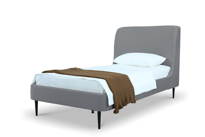 Manhattan Comfort - Heather Velvet Twin Bed with Metal Legs in Grey and Black - S-BD003-TW-GY veiw 1