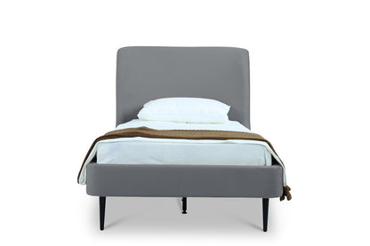 Manhattan Comfort - Heather Velvet Twin Bed with Metal Legs in Grey and Black - S-BD003-TW-GY veiw 2