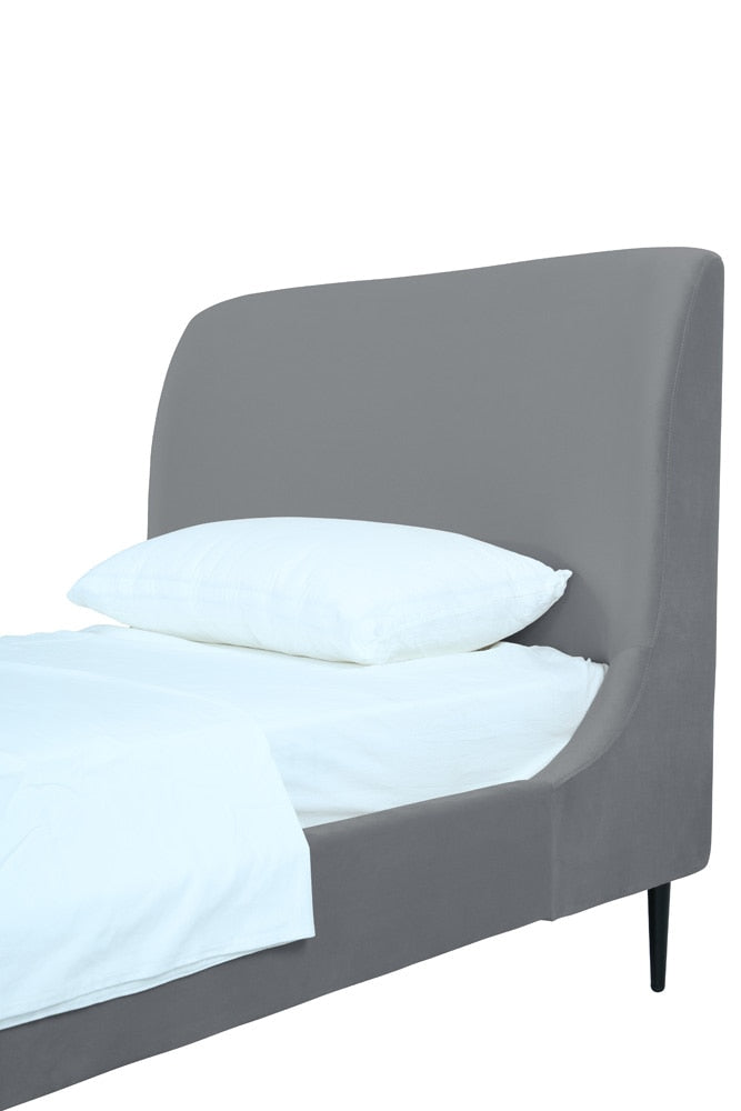 Manhattan Comfort - Heather Velvet Twin Bed with Metal Legs in Grey and Black - S-BD003-TW-GY veiw 7
