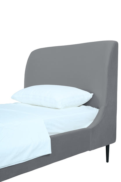 Manhattan Comfort - Heather Velvet Twin Bed with Metal Legs in Grey and Black - S-BD003-TW-GY veiw 7