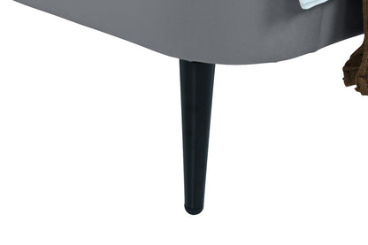 Manhattan Comfort - Heather Velvet Twin Bed with Metal Legs in Grey and Black - S-BD003-TW-GY veiw 8