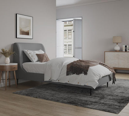Manhattan Comfort - Heather Velvet Twin Bed with Metal Legs in Grey and Black - S-BD003-TW-GY veiw 9