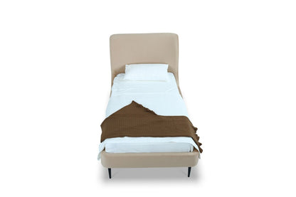 Manhattan Comfort - Heather Velvet Twin Bed with Metal Legs in Taupe and Black - S-BD003-TW-TP veiw 4