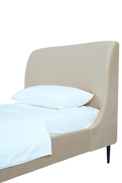 Manhattan Comfort - Heather Velvet Twin Bed with Metal Legs in Taupe and Black - S-BD003-TW-TP veiw 7