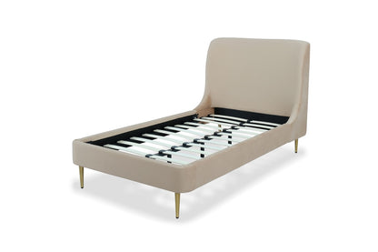 Manhattan Comfort - Heather Velvet Twin Bed with Metal Legs in Taupe and Gold - BD003-TW-TP veiw 6