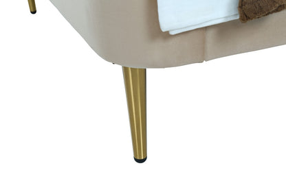Manhattan Comfort - Heather Velvet Twin Bed with Metal Legs in Taupe and Gold - BD003-TW-TP veiw 8