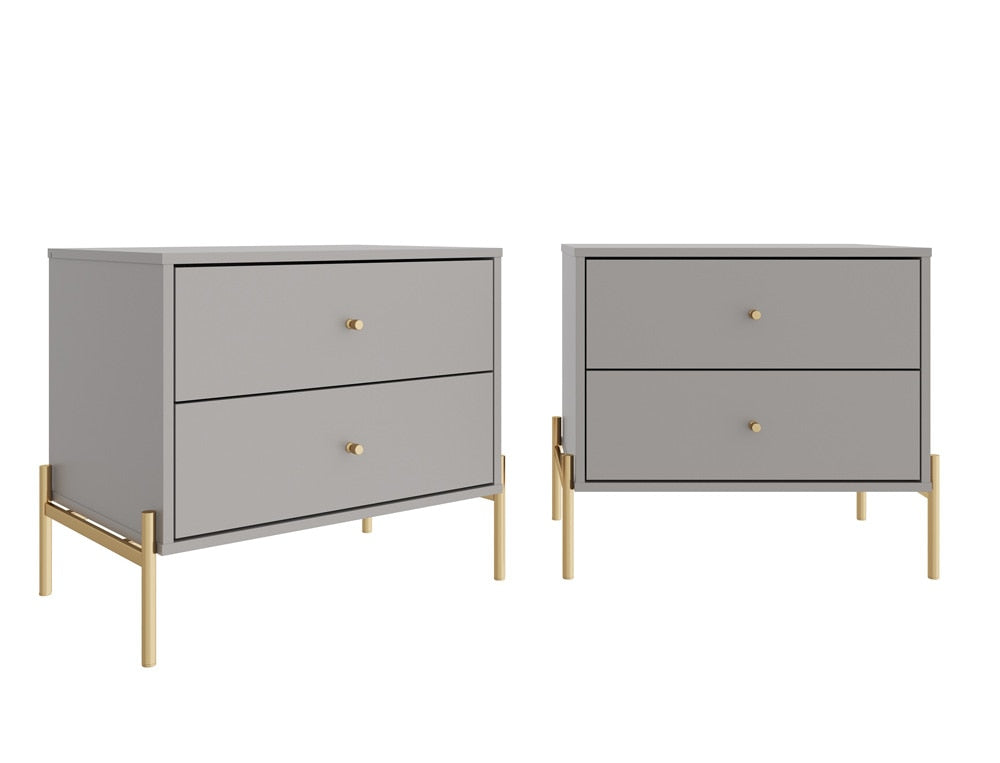 Manhattan Comfort - Jasper Nightstand in Grey (Set of 2) - 2-51352 veiw 1