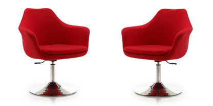 Manhattan Comfort - Kinsey Wool Blend Accent Chair with Metal Legs in Red and Polished Chrome - Set of 2 - 2-AC039-RD veiw 1