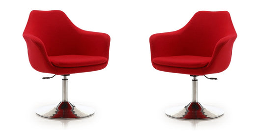 Manhattan Comfort - Kinsey Wool Blend Accent Chair with Metal Legs in Red and Polished Chrome - Set of 2 - 2-AC039-RD veiw 1