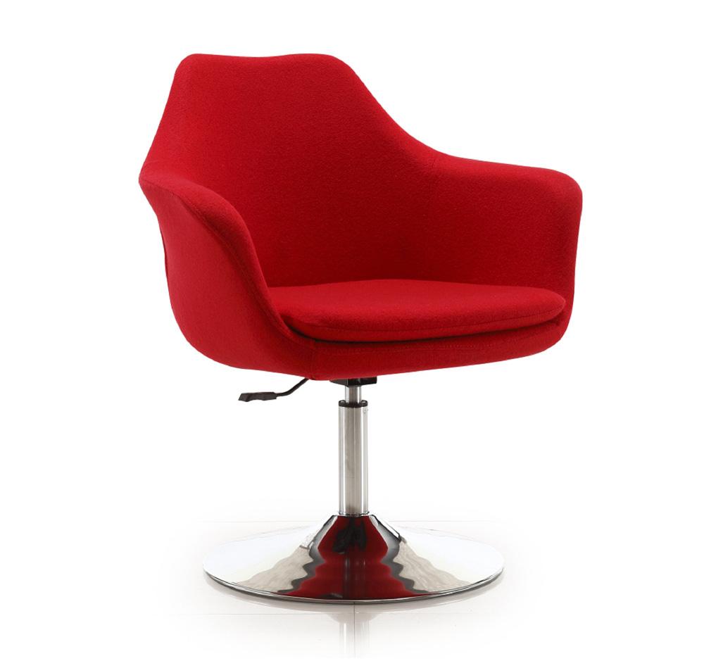 Manhattan Comfort - Kinsey Wool Blend Accent Chair with Metal Legs in Red and Polished Chrome - Set of 2 - 2-AC039-RD veiw 2